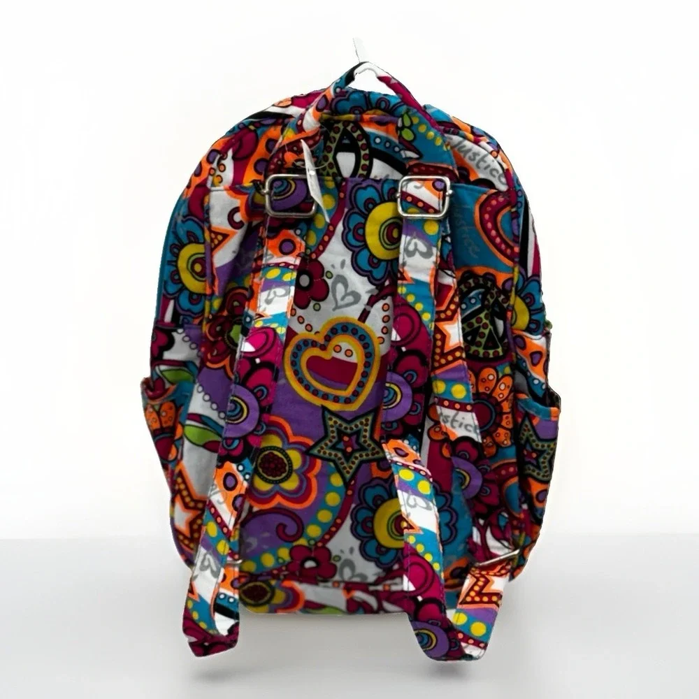Justice Quilted Adjustable Strap Backpack Sequins Retro Peace Sign NWT 2012